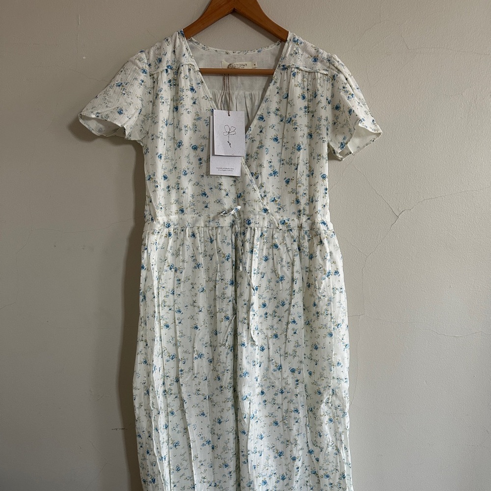 Christy Dawn white and blue  prairie dress - size xs - new with tags!